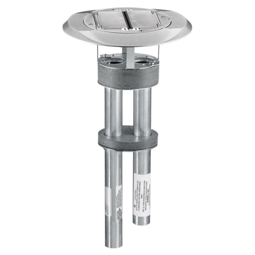 Hubbell Wiring Device-Kellems ScrubShield™ SystemOne™ S1PTAL 1-Piece Flush Standard Sized Poke-Through Assembled Unit, 4 in Hole, 8 in Dia x 1/2 in H Cover, 300 lb Capacity, Composite