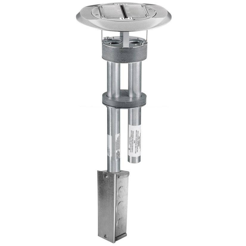 PREMISE WIRING ScrubShield SystemOne Style Line S1PTALJ 1-Piece Dual Decorator Flush Standard Poke-Through Unit With Junction Box, 4 in Hole, Composite