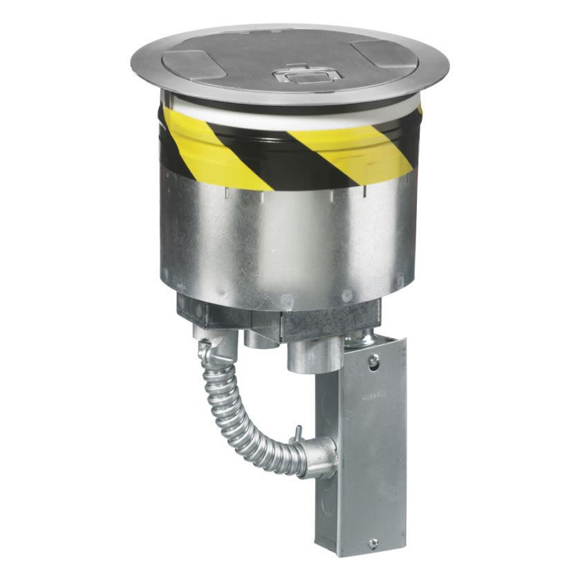 Hubbell Wiring Device-Kellems ScrubShield™ SystemOne™ S1R8PTZZ1ALU Flush Recessed Standard Sized Poke-Through Kit, 8 in Hole, 9-1/2 in Dia Cover, 1000 lb Capacity, Composite