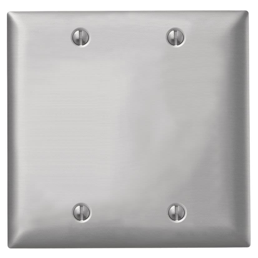Hubbell Wiring Device-Kellems Pass & Seymour SA23 Standard Blank Wall Plate, 2 Gangs, 4.5 in H x 4.56 in W, Aluminum, Silver