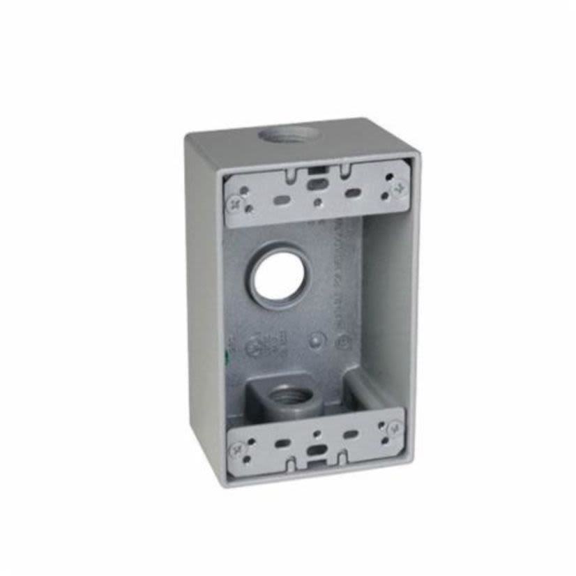 TAYMAC SB350S Weatherproof Outlet Box, Die Cast Metal, 18 cu-in Capacity, 1 Gangs, 3 Outlets, 4-1/2 in L x 2-3/4 in W x 2 in D