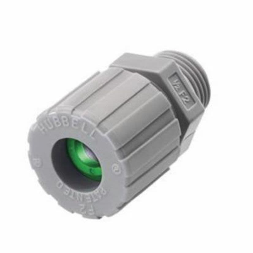 Hubbell Wiring Device-Kellems SHC1019CR Form 2 Standard Duty Cord Connector, 1/2 in NPT Trade, 1 Conductor, 0.06 to 0.13 in Cable Openings, Nylon, Smooth