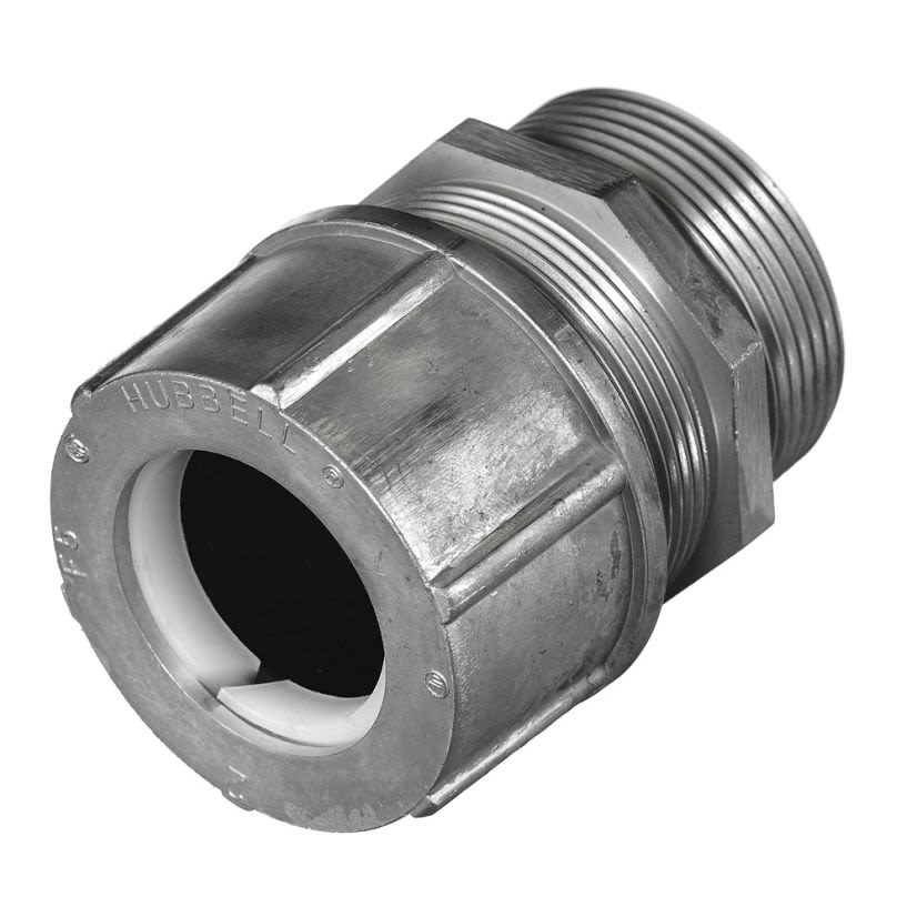 Hubbell Wiring Device-Kellems SHC1072 Form 7 Standard Duty Cord Connector, 2 in NPT Trade, 1 Conductor, 1.94 to 2.06 in Cable Openings, Aluminum, Machined