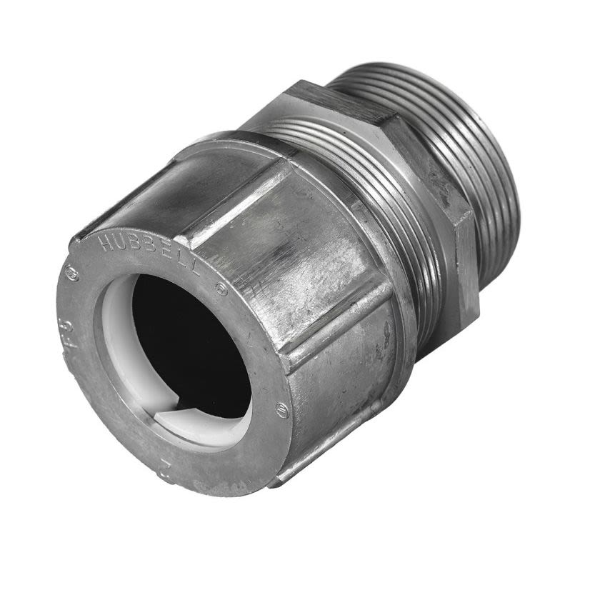 Hubbell Wiring Device-Kellems SHC1074 Form 7 Standard Duty Cord Connector, 2 in NPT Trade, 1 Conductor, 2.19 to 2.31 in Cable Openings, Aluminum, Machined