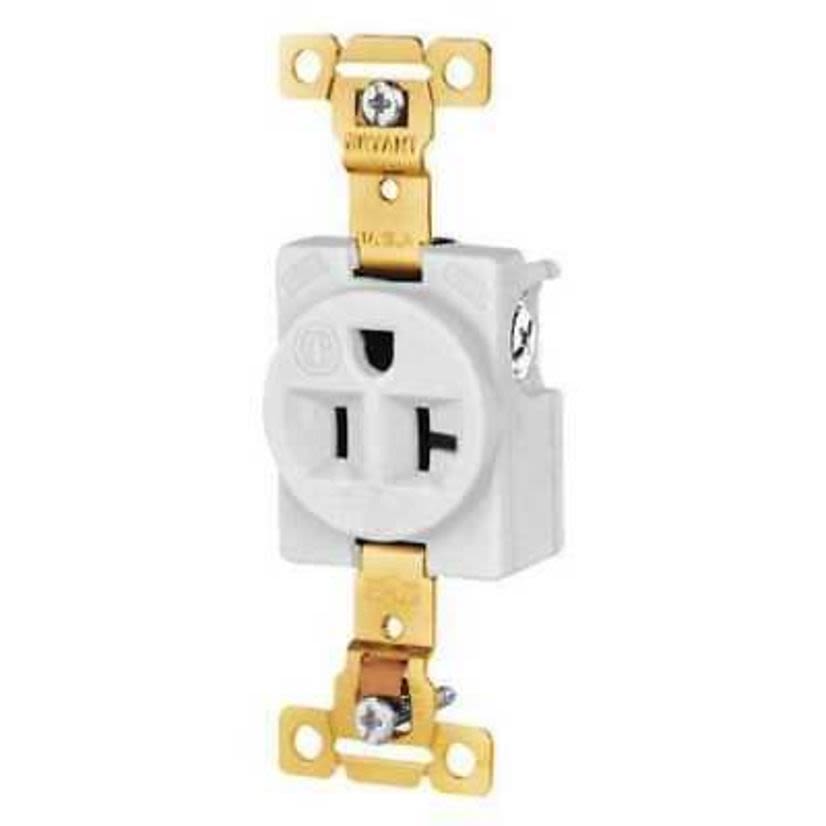 Hubbell Wiring Device-Kellems SR20W 20A 125V SINGLE RECEPTACLE WHITE 1.41 5-20R