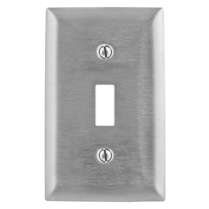 Hubbell Wiring Device-Kellems SS1 Standard Wallplate, 1 Gang, 4.5 in H x 2.87 in W, 302/304 Stainless Steel