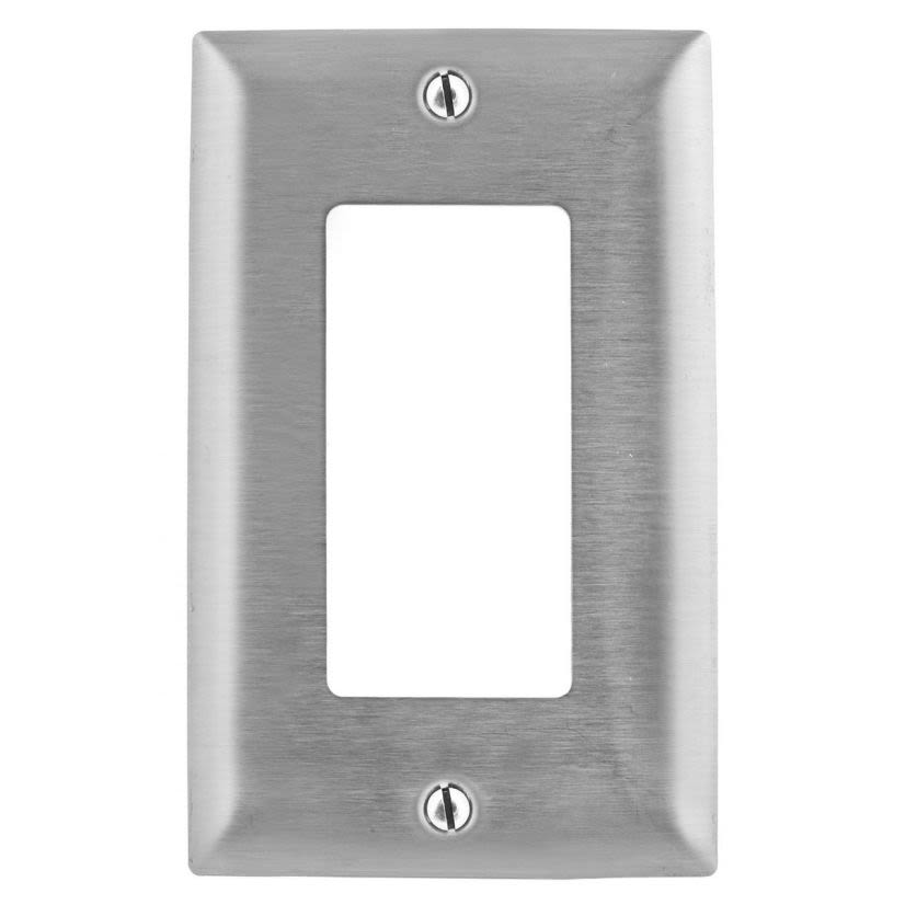 Hubbell Wiring Device-Kellems SS26 Standard Wallplate, 1 Gang, 4.5 in H x 2.87 in W, 302/304 Stainless Steel