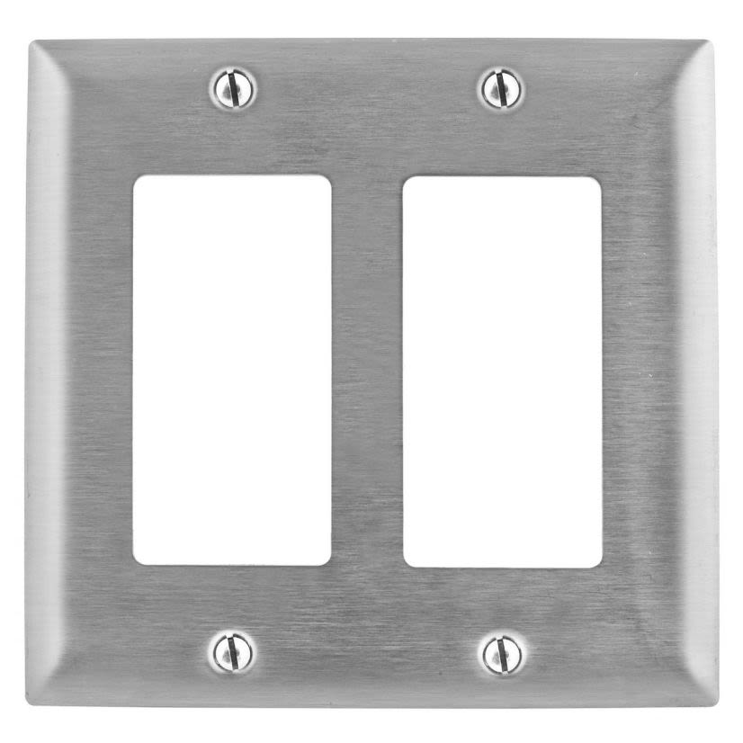 Hubbell Wiring Device-Kellems SS262 Standard Decorative Wall Plate, 2 Gangs, Stainless Steel