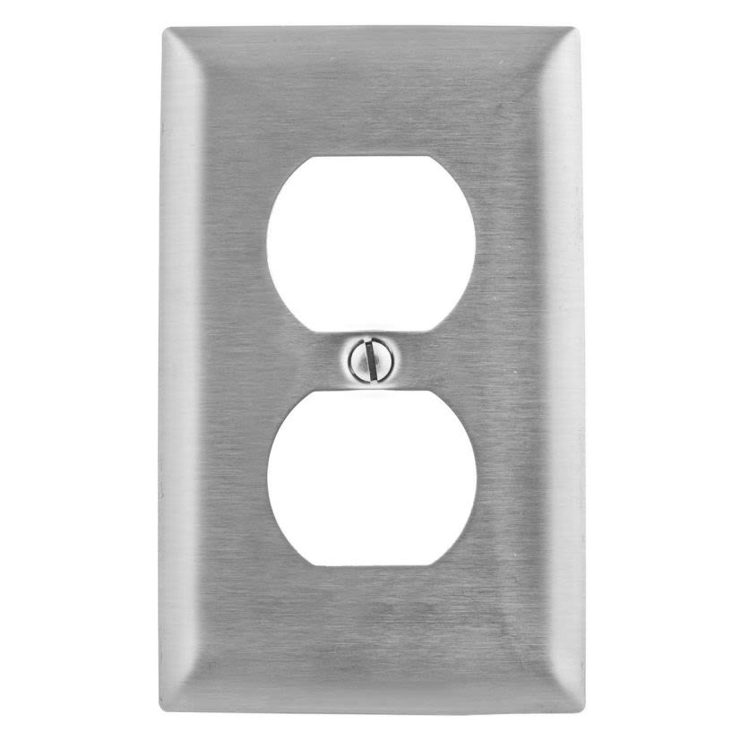 Hubbell Wiring Device-Kellems SS8 Standard Wallplate, 1 Gang, 4.5 in H x 2.87 in W, 302/304 Stainless Steel