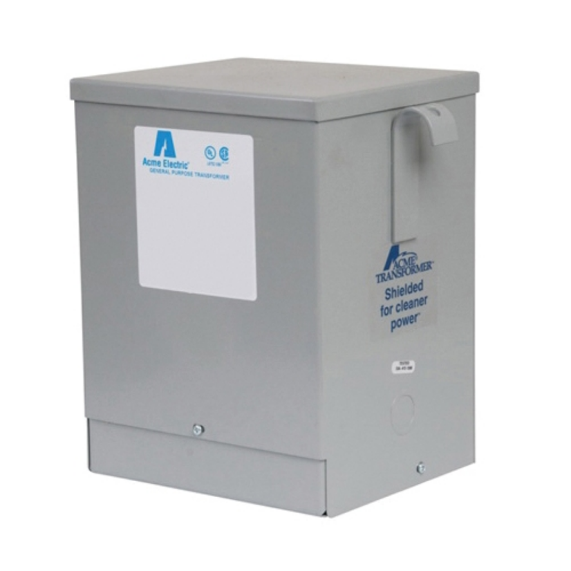 Hubbell Acme T2530144S 4-Winding Dry Distribution Transformer, 240/480 VAC Primary, 120/240 VAC Secondary, 5 kVA Power Rating, 60 Hz, 1 Phase