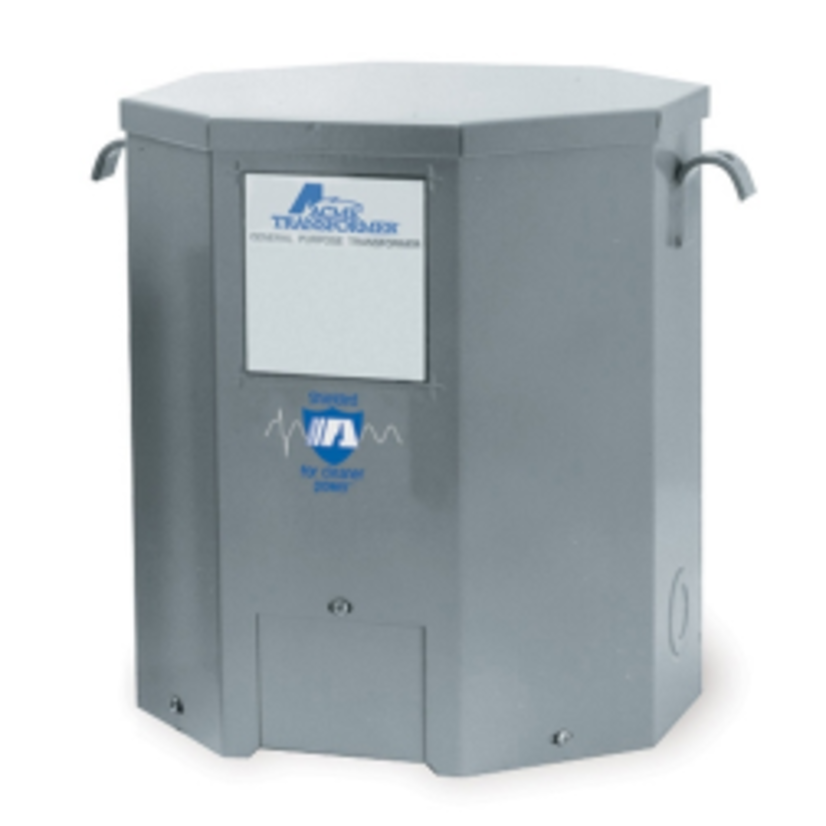 Hubbell Acme T2535183S Dry Distribution Transformer, 240/480 VAC Primary, 120/240 VAC Secondary, 25 kVA Power Rating, 60 Hz, 1 Phase