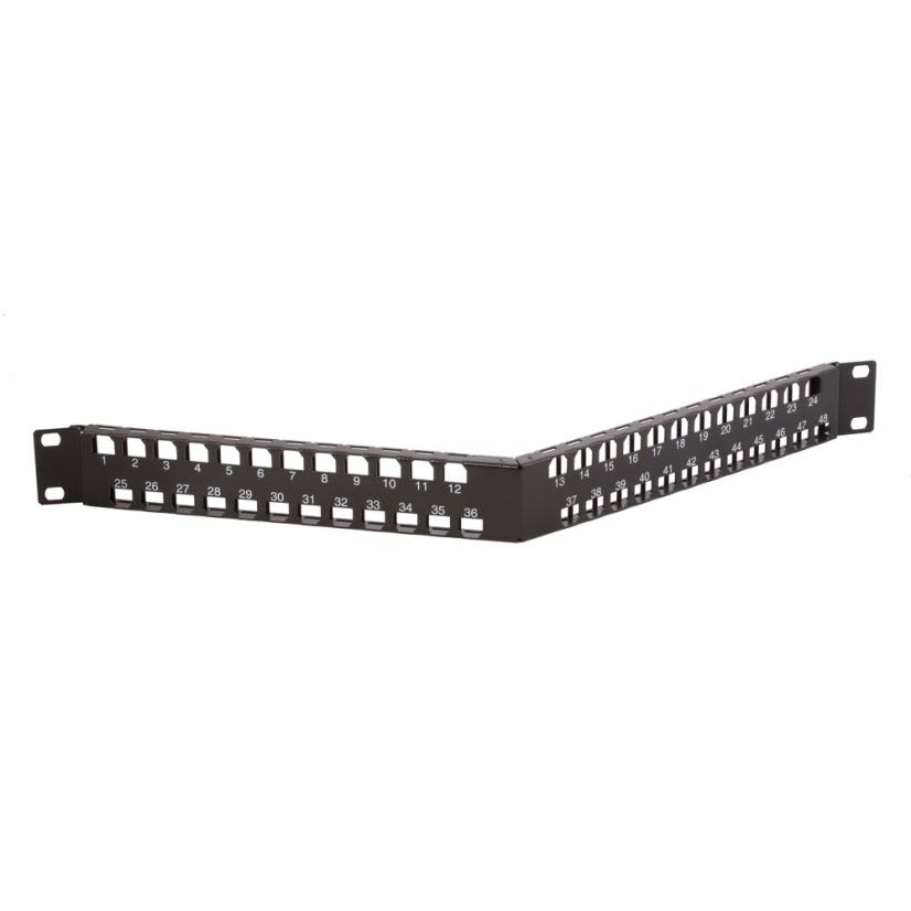 PREMISE WIRING NEXTSPEED® iSTATION™ UDX48A1U 1-Unit Angled Unloaded Jack Panel, 48 Ports, Cat 6, Steel