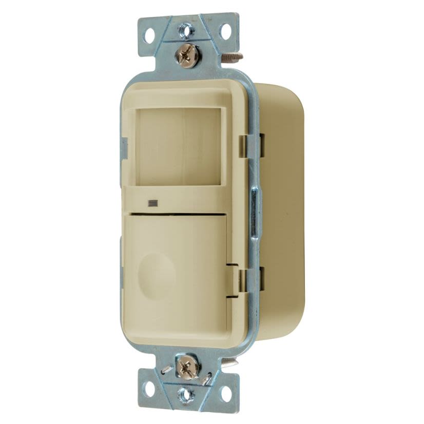 Hubbell Wiring Device-Kellems tradeSELECT™ WS1000I WS Series 1-Circuit Occupancy Sensor Switch, 120 VAC, Passive Infrared Sensor, 1000 sq-ft Coverage, Wall Mount