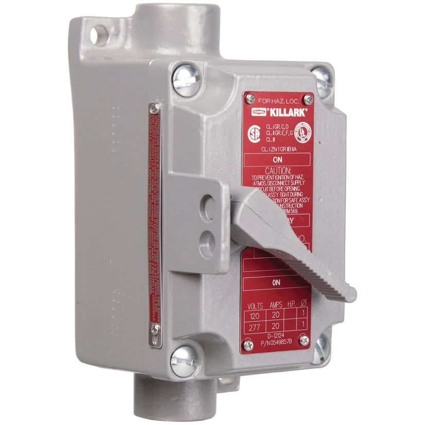 Killark XS-52C XS Series Feed Through Tumbler Switch, 120/277 V AC, 20 A, NEMA 7/9 NEMA Rating
