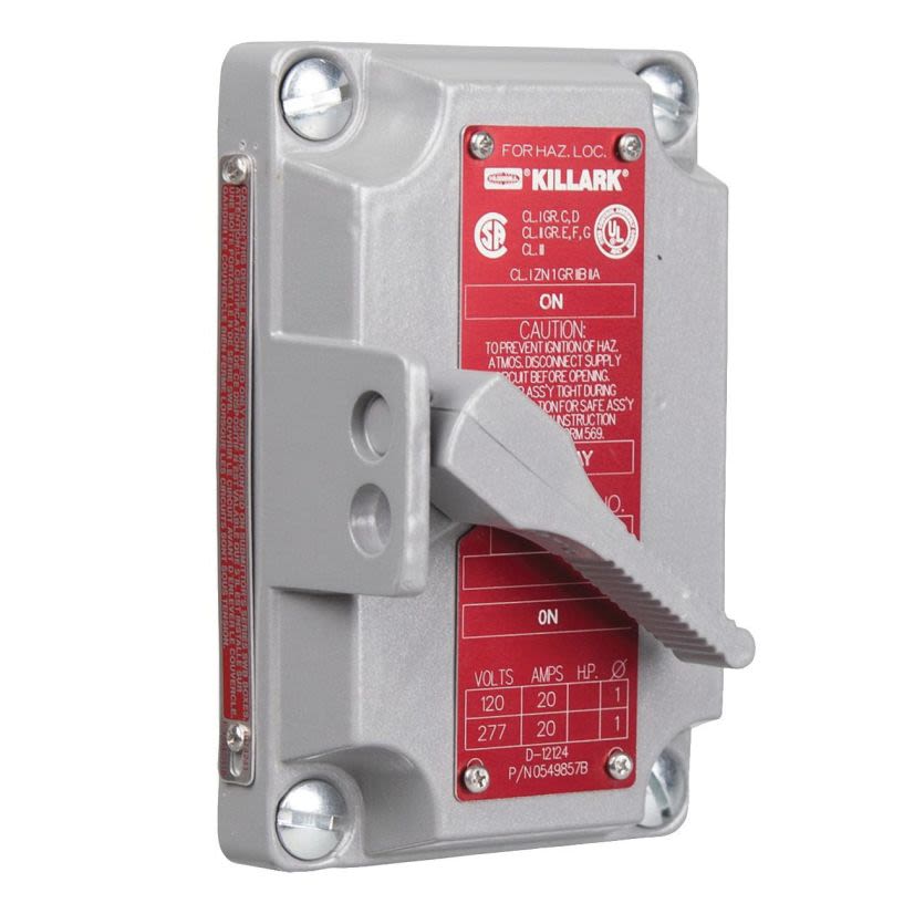 Hubbell Killark XS-8C XS Series Tumbler Switch With Cover, 240/480 VAC, 15 A, NEMA 7/9 NEMA Rating