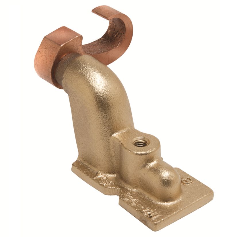 Hubbell BURNDY® YGF294N Type YGF Compression Grounding Plate, 2 AWG to 250 kcmil Cable, 3-1/4 in H x 3-1/4 in W Plate, 1/2 in Plate Hole, Copper