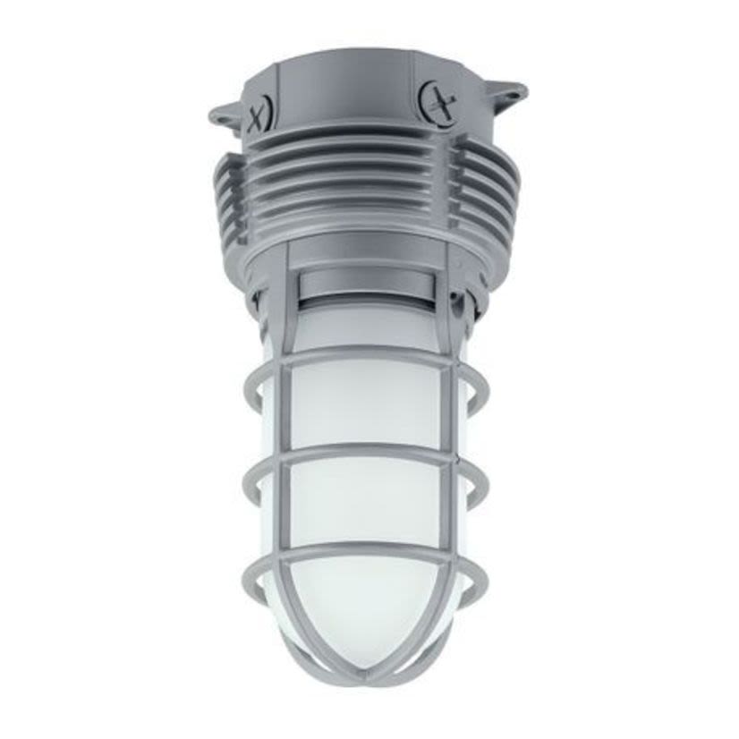 Hubbell Wiring Device-Kellems VBGL-1 Vaporproof Light Fixture, (1) LED Lamp, 11 W Fixture, 120 to 277 VAC, Gray Powder Coated Housing