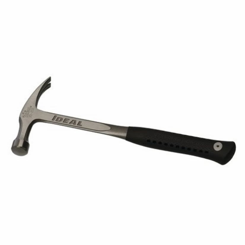 IDEAL 35-210 Drop-Forged Electricians Claw Hammer, 12-1/2 in OAL, Long Straight Face, 18 oz Steel Head, Fiberglass Handle