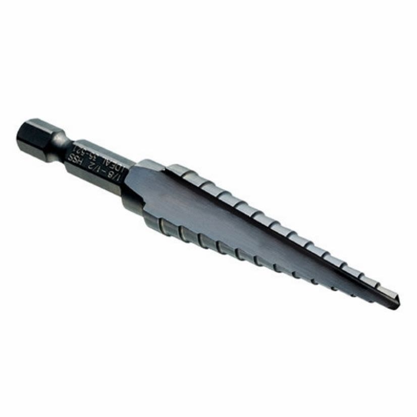 IDEAL 35-521 High Speed Quick Change Step Drill Bit, 1/8 in Dia Min Hole, 1/8 in Dia Max Hole, Steel, 13 Hole Sizes, 1/4 in Dia Shank