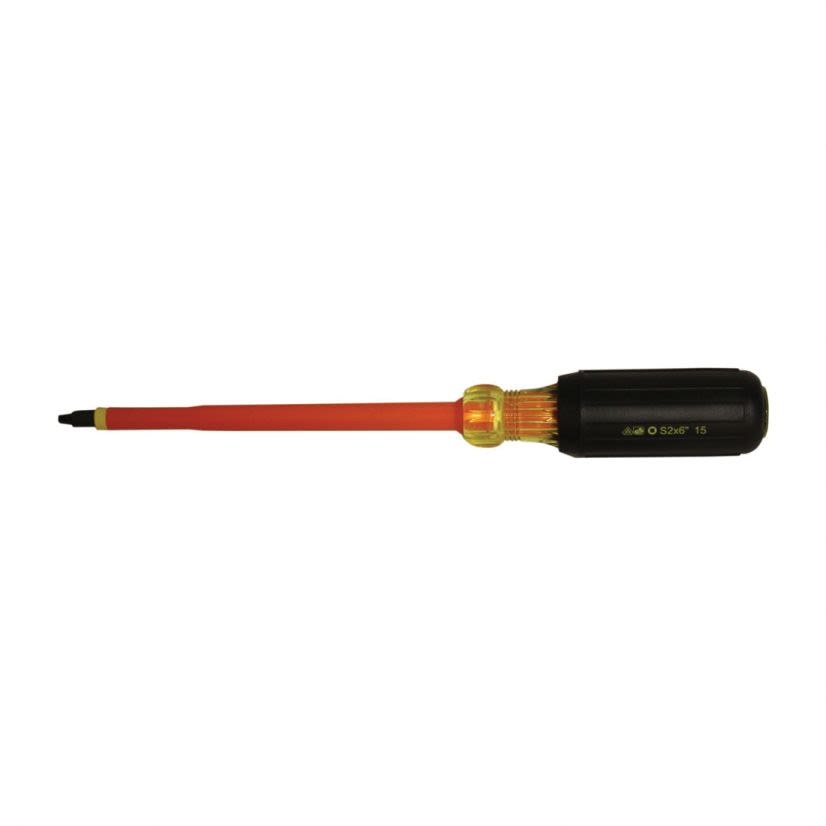 IDEAL 35-9693 Screwdriver, #2 Square Point, Steel Shank, 10-1/4 in OAL, Acetate Handle, Black Oxide