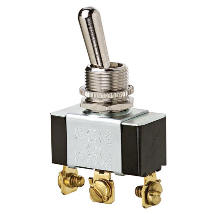 IDEAL 774009 Standard Toggle Switch, 125/227 V AC, 20/10 A, 3/4 hp Power Rating, On-Off-On SPDT Contact