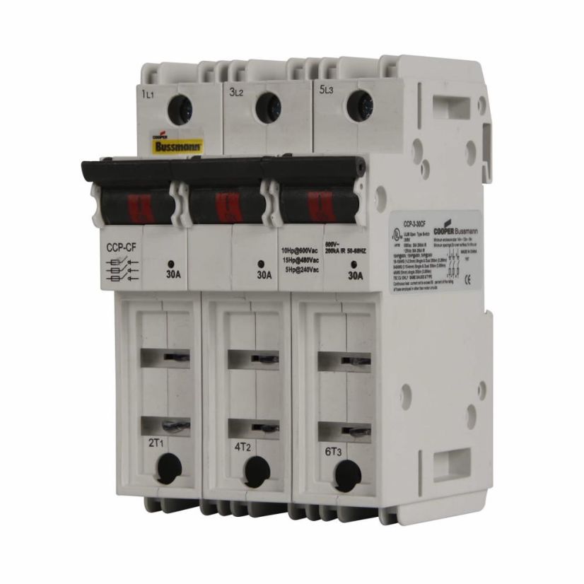 Bussmann CCP-3-60CF Compact Circuit Protector, 600 VAC/125 VDC, 60 A, 3 Poles, CUBEFuse Class J Fuse, 4 AWG Wire