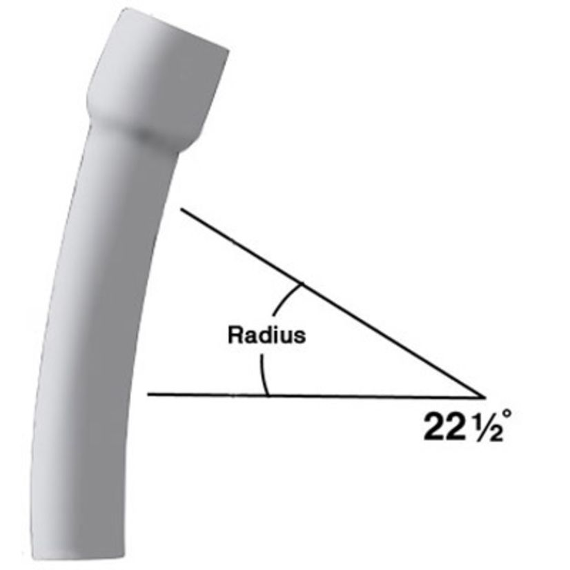 CANTEX 5123736 Bell End Conduit Elbow, 5 in Trade, 22-1/2 deg, PVC