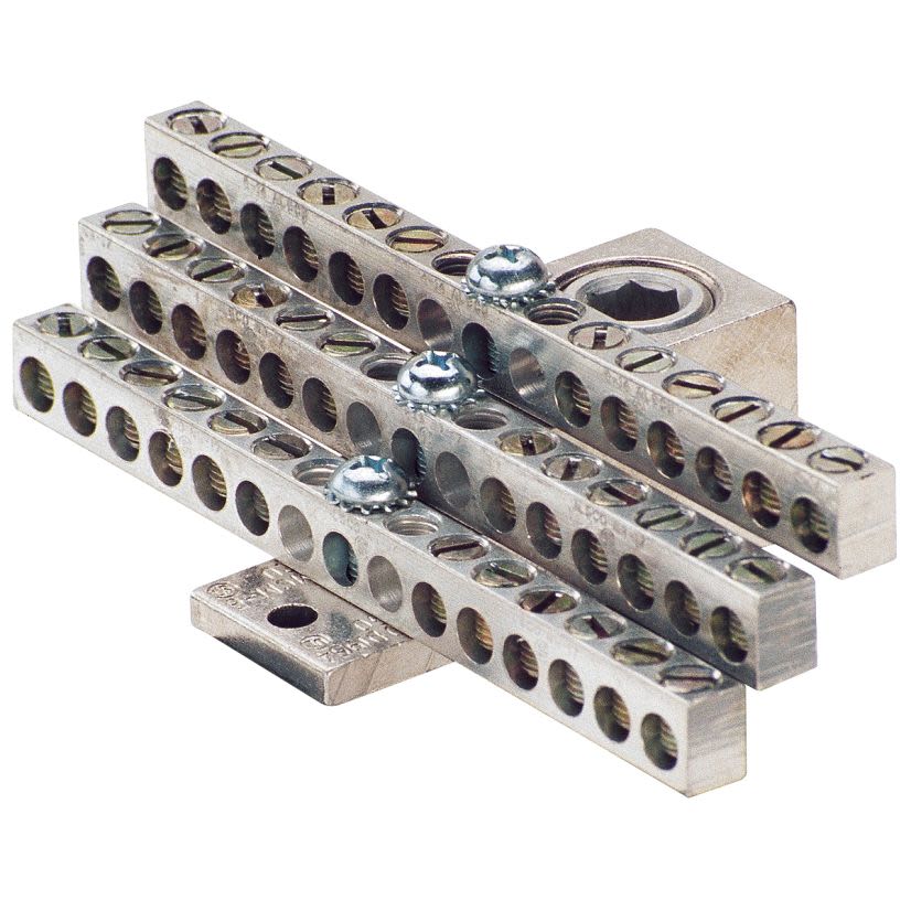 nVent ILSCO NB-350-12-W/R16 Dual Rated Mechanical Neutral Bar, 4.7188 in L x 2.5313 in W x 2.54 in H, 600 VAC