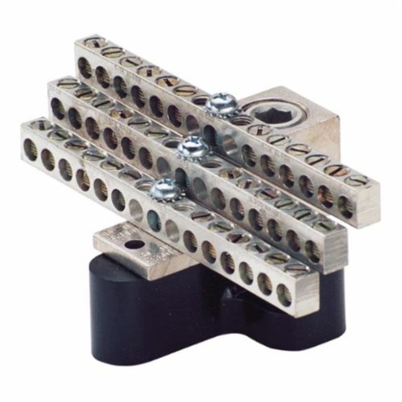 ILSCO ClearChoice NB-350-36-W/R16 Dual Rated Mechanical Neutral Bar, 4.7188 in L x 2.5313 in W x 2.54 in H, 600 V AC