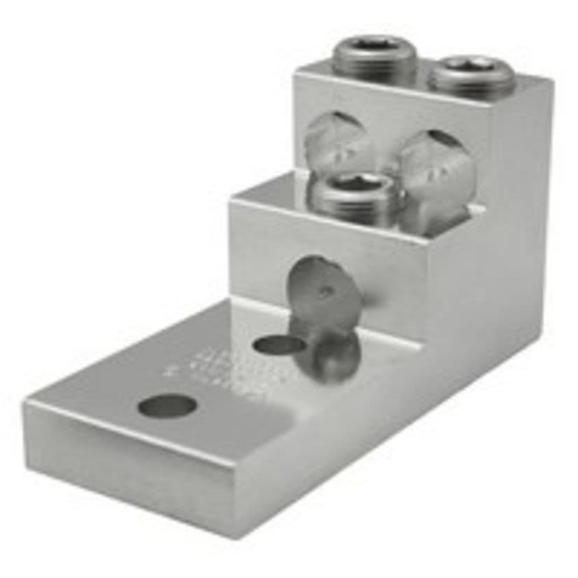 nVent ILSCO PB3-600-2N Type PB Dual Rated Panelboard Stack Lug, 2 AWG to 600 kcmil, 1/2 in Bolt/Stud, 1-3/4 in Hole Spacing, For Use With Aluminum or Copper Conductor