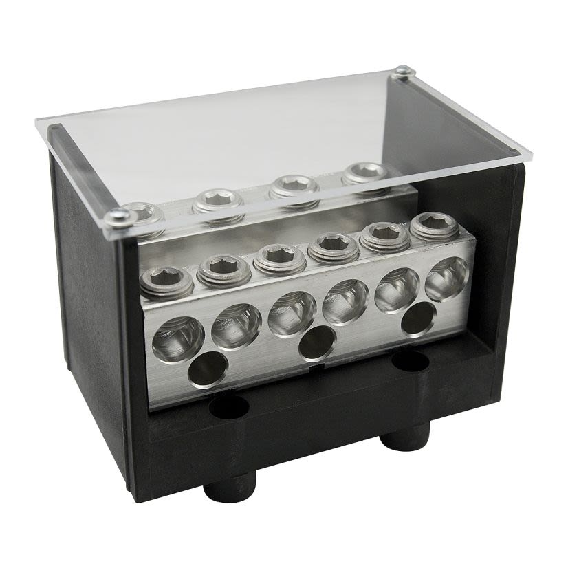 nVent ILSCO PDB-55-500-1 Type PDB Dual Rated Mechanical Power Distribution Block, 600 VAC, 1600 A, 1 Pole, 3/0 AWG to 500 kcmil Wire, Aluminum Alloy