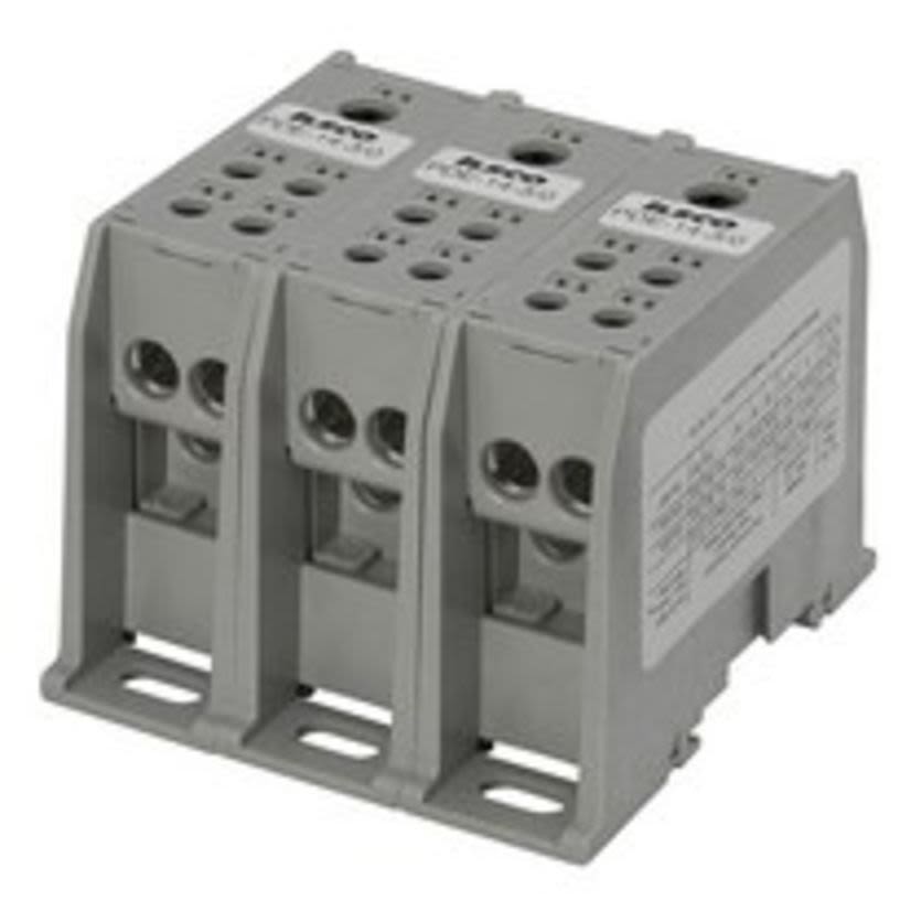 ILSCO® ClearChoice® PDE-14-3/0 Type PDE Dual Rated Power Distribution Block, 600 VAC, 200 A, 1 Pole, 14 to 3/0 AWG, 14 to 2 AWG Wire, Aluminum Alloy