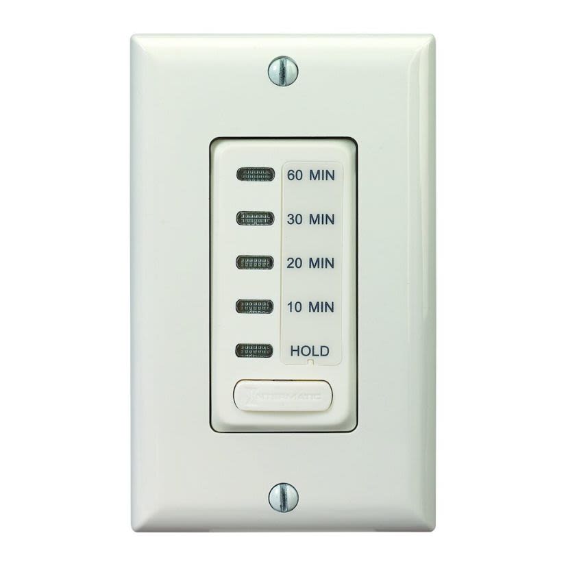 Intermatic® EI210LA EI200 Auto Shut-Off In-Wall Electronic Countdown Timer, 10/20/30/60 min Setting, 120 VAC, 1/2 hp, 1NO SPST Contact, 1 Poles