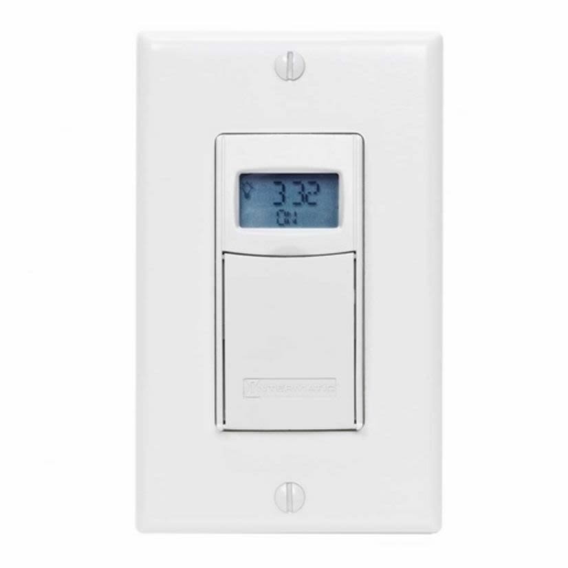 Intermatic® EI400WC Auto-Off Decorator Digital Electronic In-Wall Timer, 1 s to 24 hr Setting, 120 to 127 VAC, 12 to 18 VDC, 1 hp, 1NO SPST Contact, 1 Pole