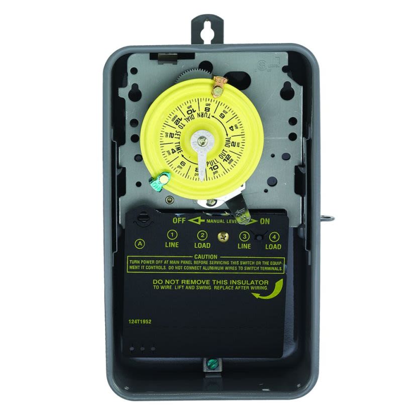 Intermatic® T102R T100 Electromechanical Time Switch, 24 hr Setting, 208 to 277 VAC, 5 hp, 1NO SPST Contact, 1 Poles