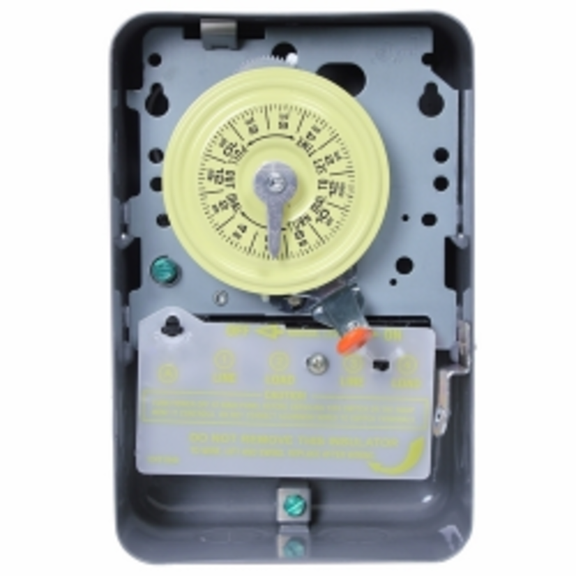 Intermatic® T104-20 Mechanical Timer Switch, 1 to 23 hr Setting, 208 to 277 VAC, 5 hp, 2NO DPST Contact, 2 Poles