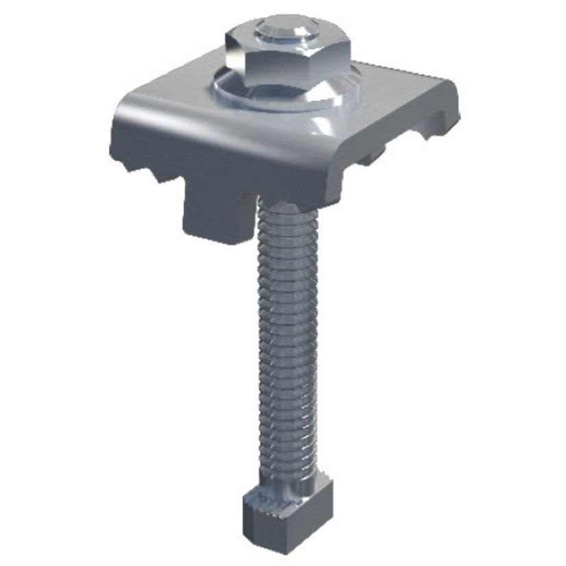 Ironridge RS-GD-MCL-225 XR Series Type C/B Grounding Mid Clamp Kit With 2.25 in T-Bolt, Flange Nut, For Use With 1.37 to 1.61 in Module, Aluminum, Clear