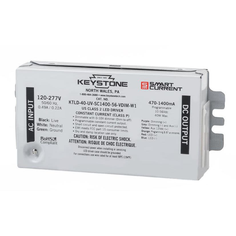 Keystone Lighting KTLD-40-UV-SC1400-56-VDIM-W1/USB Compact Programmable LED Driver