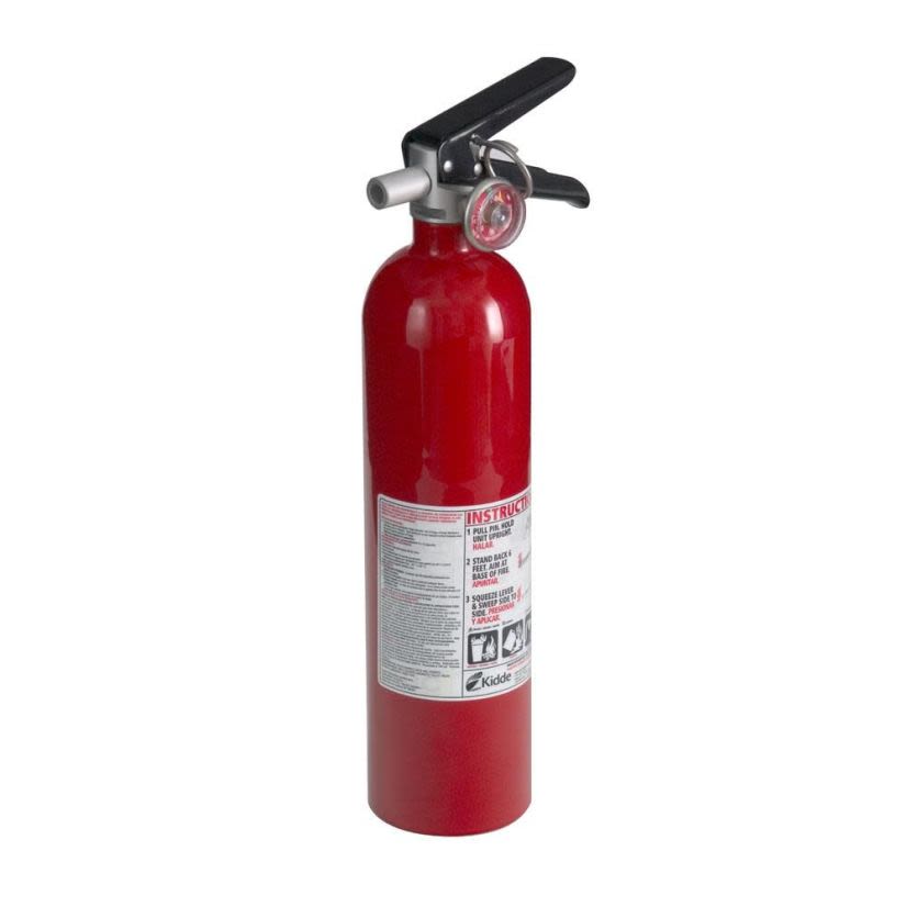 Kidde 466227 Multi-Purpose Rechargeable Fire Extinguisher With Wall Hook, Dry Chemical Extinguisher, Class: A/B/C, UL Rating: 1-A:10-B:C, Extinguishing Agent: Monoammonium Phosphate