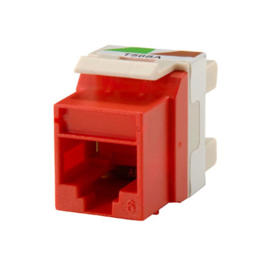 Legrand Ortronics® OR-KS6-42 TechChoice® Rear Load Keystone Jack, Panel Mount, 1 Port, Red