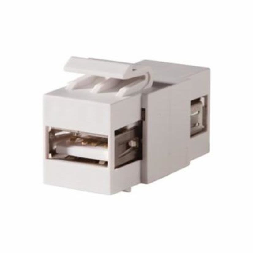 Legrand Ortronics® Keystone OR-KSUSBAA Type AA Feed-Thru Keystone USB Module, For Use With Wiremold® Pathway Products, Thermoplastic, Fog White