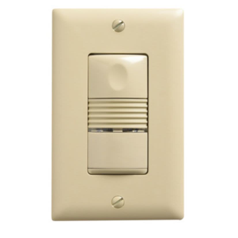 Legrand WattStopper® PW-100-LA PW Series 1-Relay Wall Switch Occupancy Sensor, 120/230/277 VAC, Passive Infrared Sensor, 525 sq-ft Coverage, 180 deg Viewing, Surface Mount