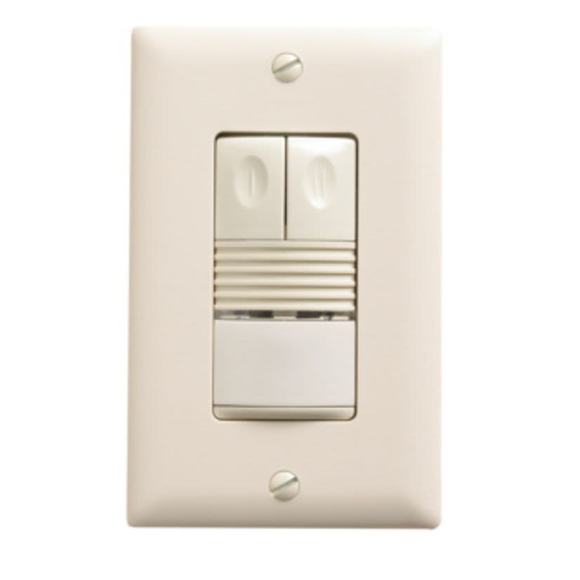 Legrand WattStopper® PW-200-LA Commercial Dual Relay Wall Switch Occupancy Sensor, 120/230/277 VAC, Passive Infrared Sensor, 525 sq-ft Coverage, 180 deg Viewing, Surface Mount