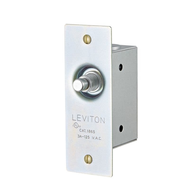 Leviton® 1865 1-Pole Commercial Grade Door Jamb Box Switch With Jamb Box, 125 VAC, 3 A, Momentary Operational Mode, 1NO Contact