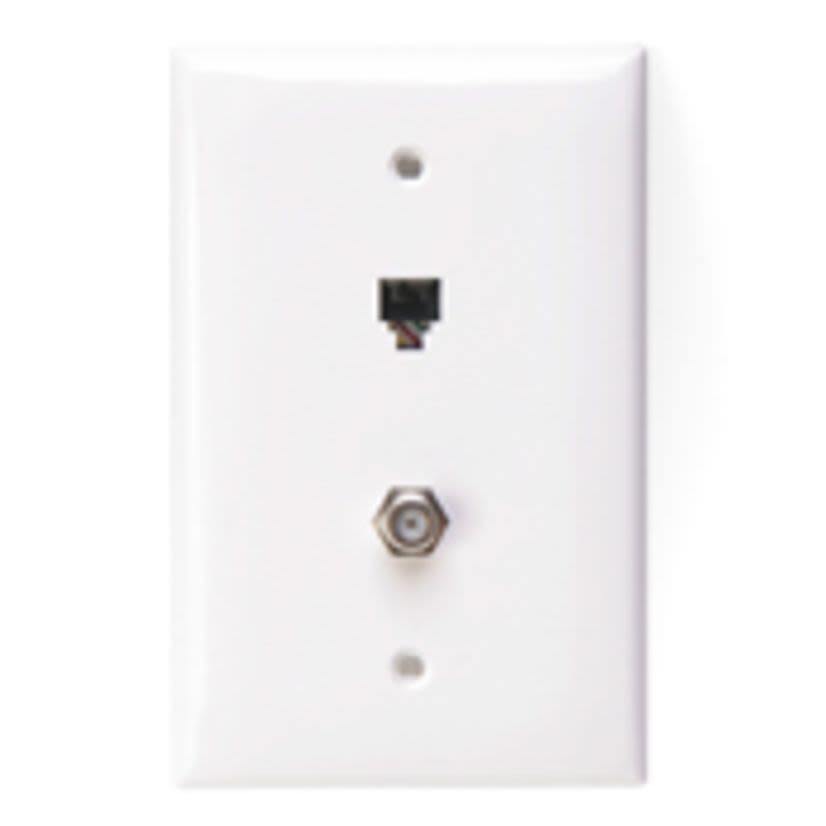 Leviton® eXtreme® 40539-CMW Midsize Telephone/Video Wall Jack, 1 Gang, 3-1/8 in W, Nylon, Flush Mount