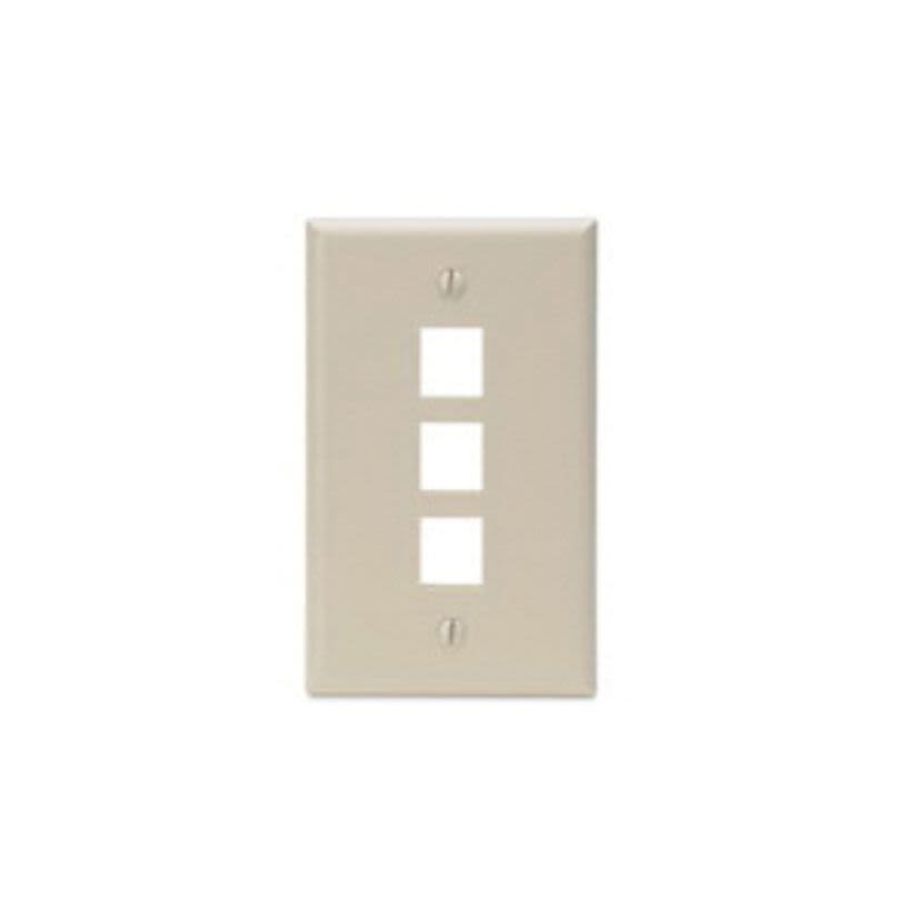Leviton® QuickPort® 41080-3IP Standard Size Wallplate, 1 Gang, 2-3/4 in W, Plastic, Flush Mount