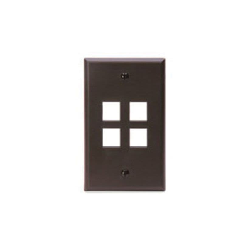 Leviton® QuickPort® 41080-4BP Standard Size Wallplate, 1 Gang, 2-3/4 in W, Plastic, Flush Mount