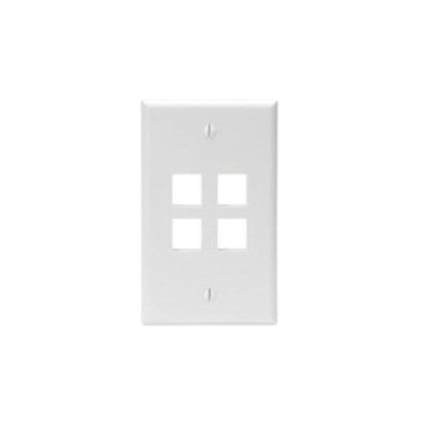 Leviton® QuickPort® 41080-4WP Standard Size Wallplate, 1 Gang, 2-3/4 in W, Plastic, Flush Mount
