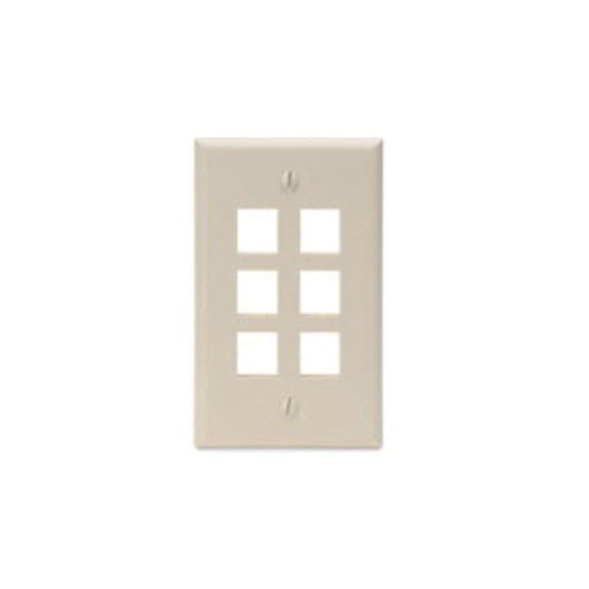 Leviton QuickPort 41080-6IP Standard Size Wallplate, 1 Gang, 2-3/4 in W, Plastic, Surface Mount