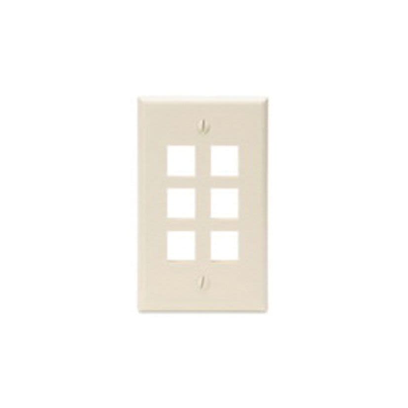 Leviton QuickPort 41080-6TP Standard Size Wallplate, 1 Gang, 2-3/4 in W, Plastic, Surface Mount
